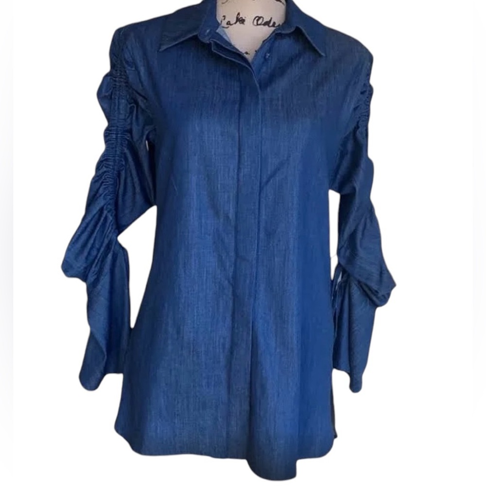 Nwt C/Meo Collective Chambray, Button Down Blouse… - image 1